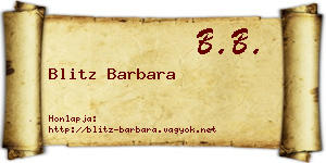Blitz Barbara névjegykártya